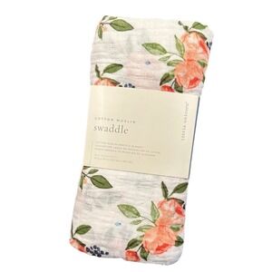 NWT Little Unicorn Cotton Muslin Swaddle Blanket Watercolor Roses Baby Wrap